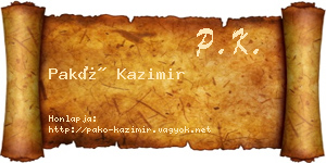 Pakó Kazimir névjegykártya